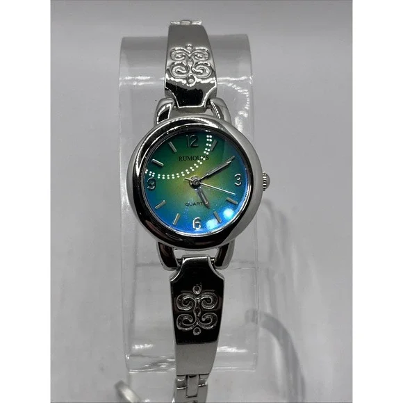 Rumours Women's Quartz Watch Blue/Green Dial Silver Band- New Battery w/ Box - Picture 2 of 10